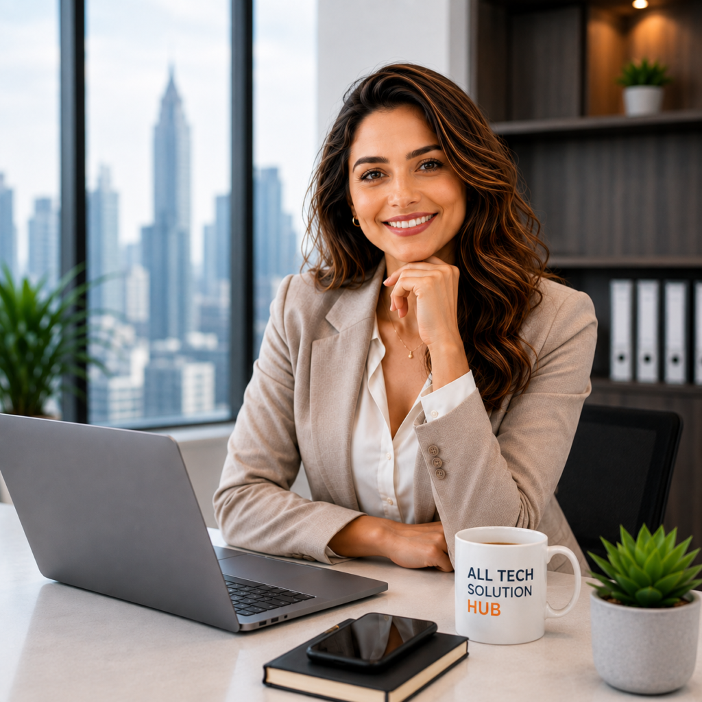 Businesswoman representing business analysis digital strategy AI automation and continuous optimization