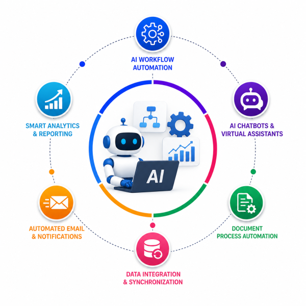 AI automation solutions for business communication, workflows and repetitive tasks